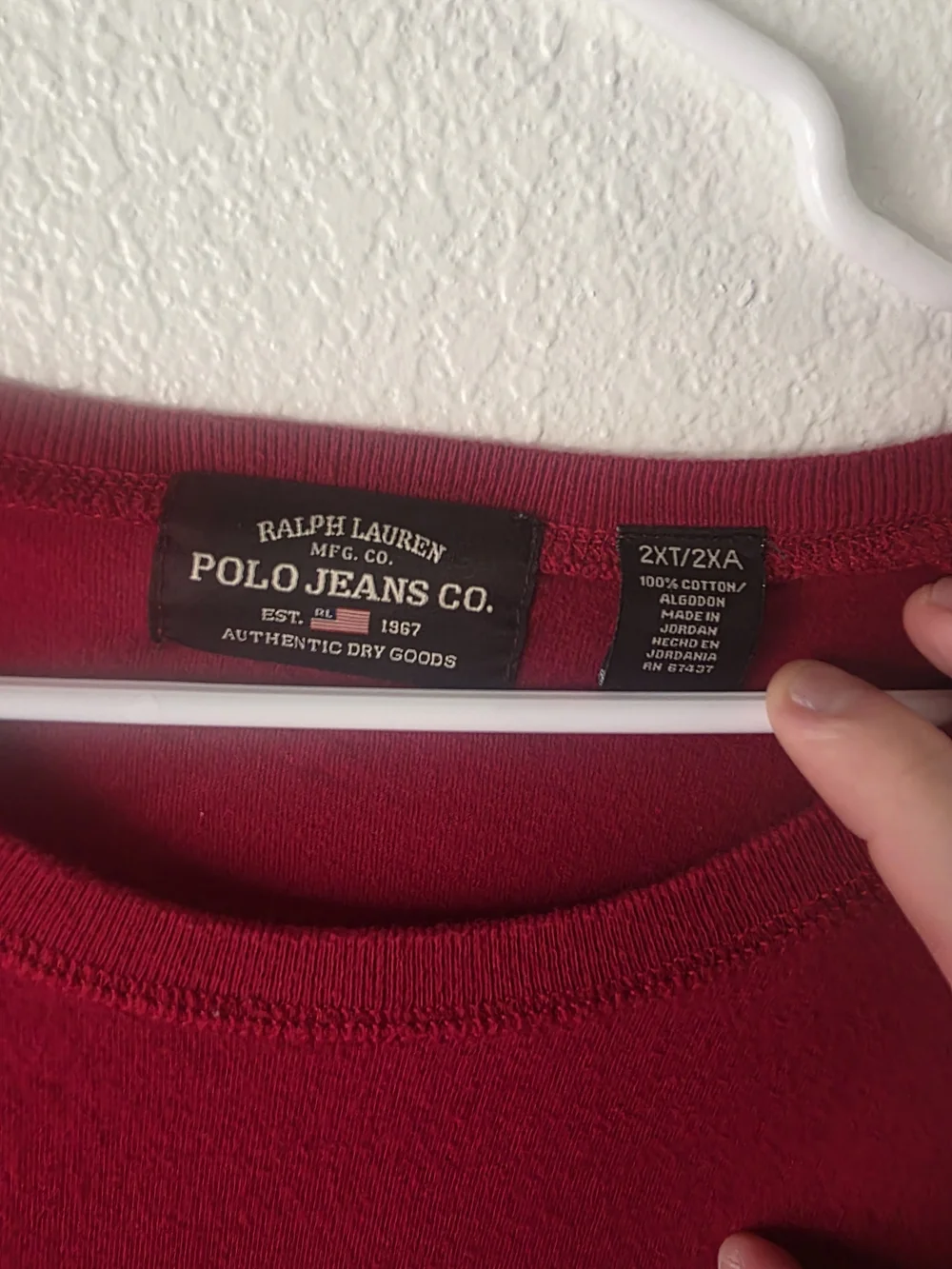 Polo by Ralph Lauren Red Crewneck with White Shoulder Panels